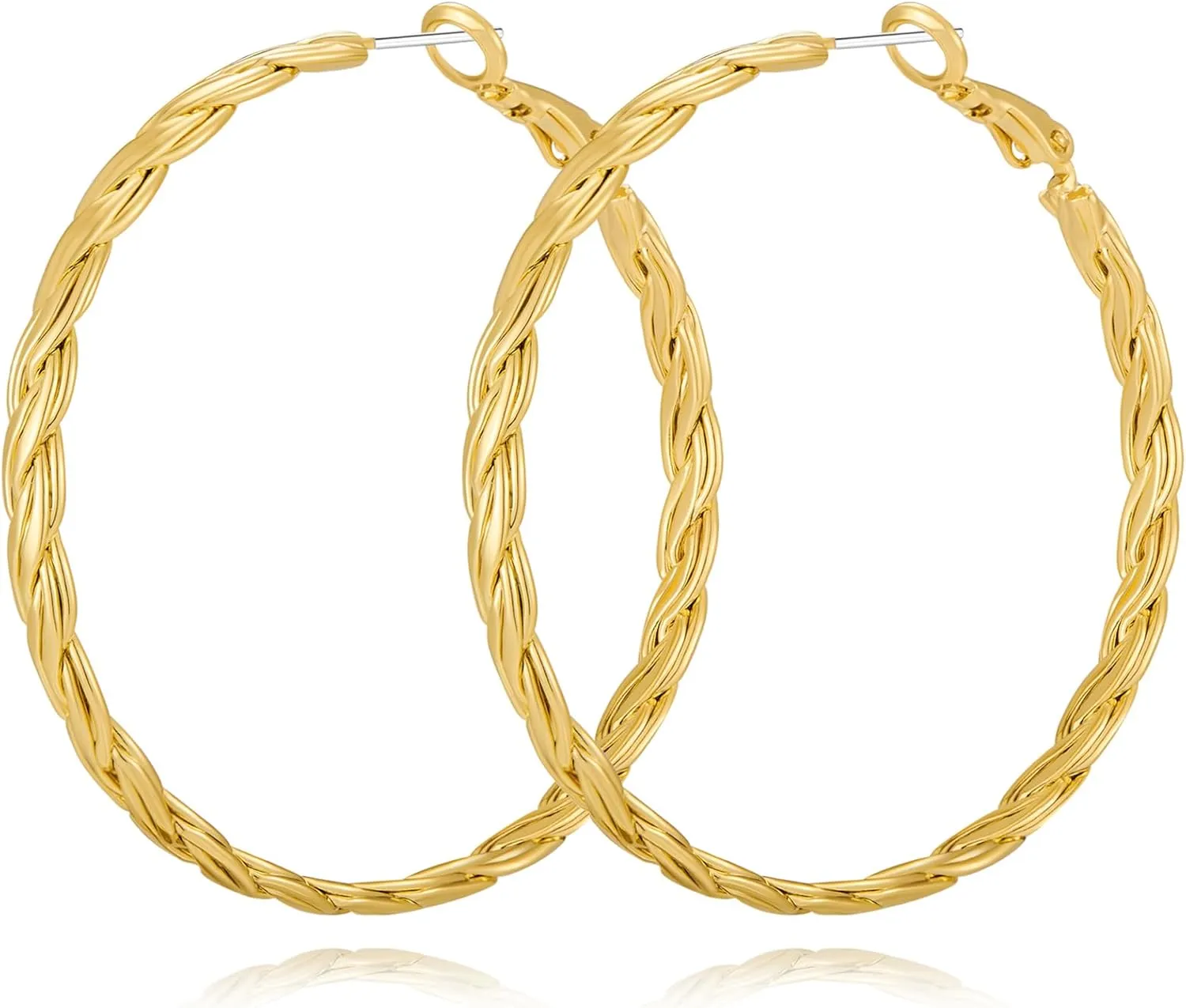 YUJIE Large Gold Twisted Hoop Earrings for Women Big Gold Hoops Earring Statement Trendy Jewelry